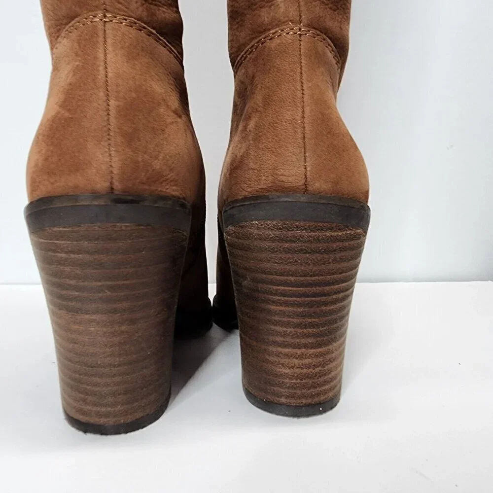 NWOB Lucky Brand Pembe Brown Leather OTK Over the Knee Riding‎ Boots Women's 7